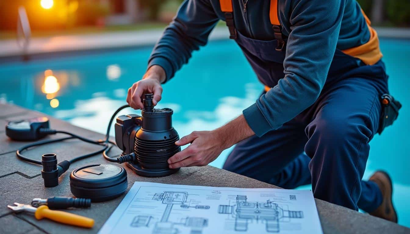 Illustration: Principe général du branchement de la pompe de piscine et schémas types