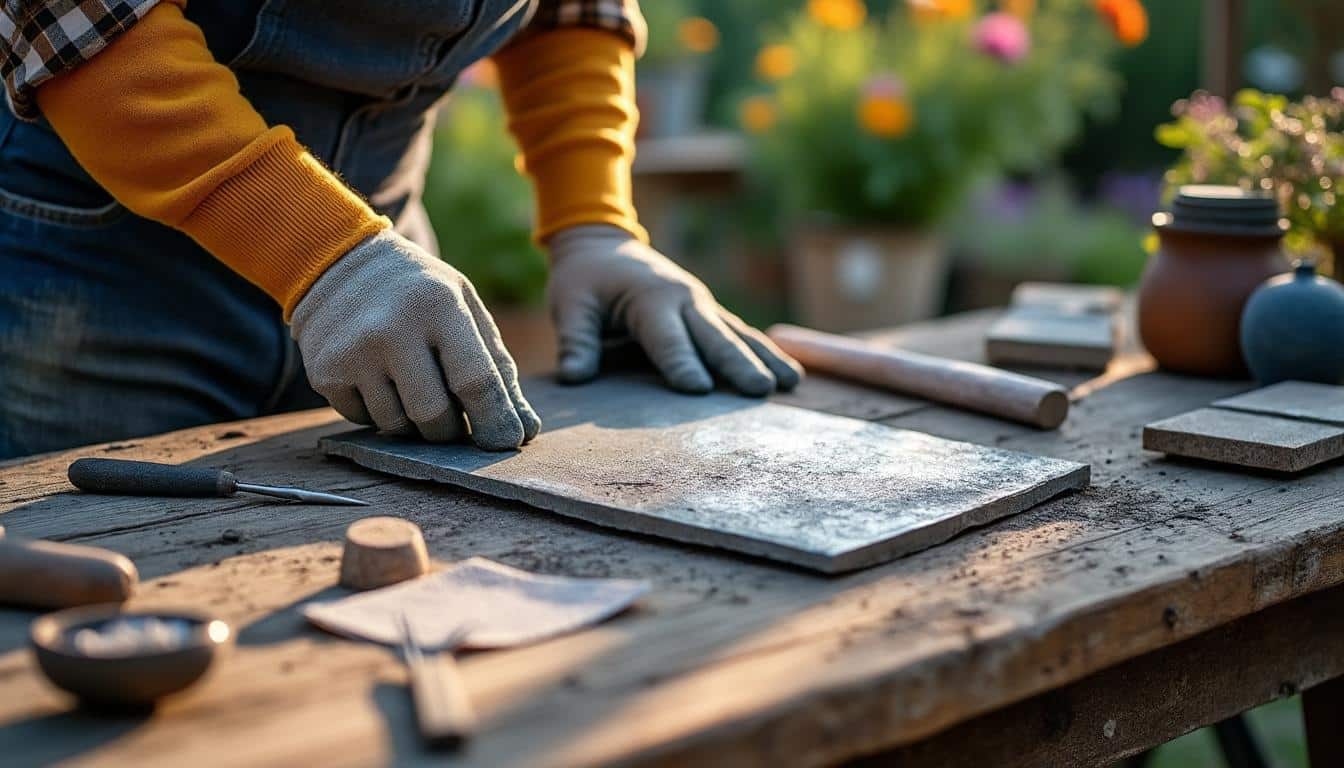 Illustration: Préparation du matériel et de la zone à souder sur une gouttière en zinc