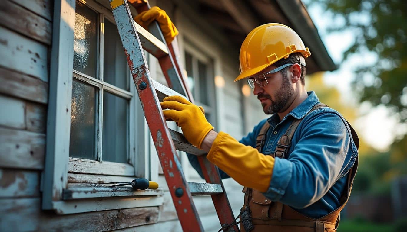 Illustration: Préparation et sécurité avant la réparation d’une gouttière en zinc