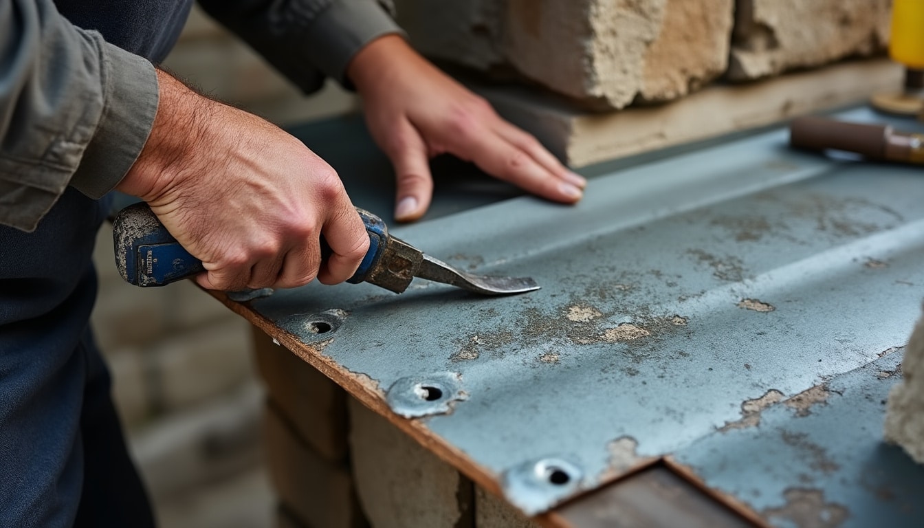 Illustration: Présentation de la gouttière en zinc et des méthodes de fixation