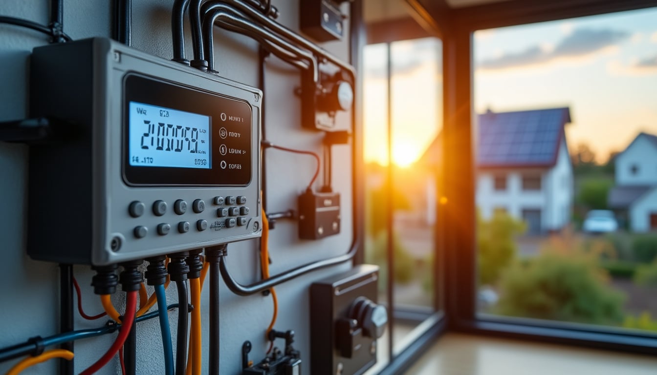 Illustration: Fonctionnement du compteur de panneaux photovoltaïques dans une installation solaire