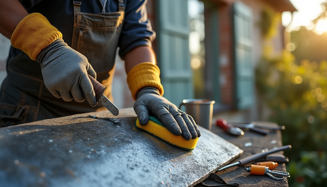 Illustration: Préparation du zinc avant application de la peinture