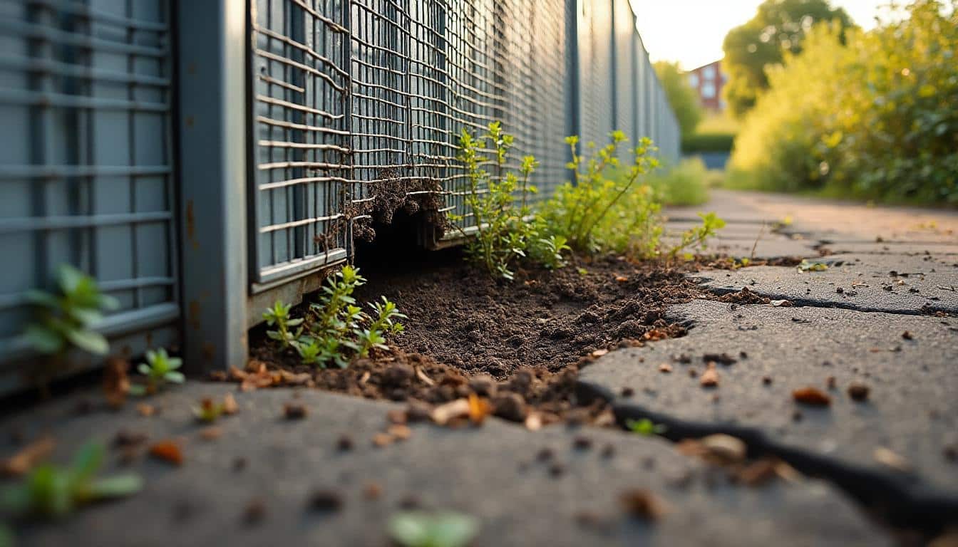Illustration: Comprendre les origines d’une brèche dans un grillage de clôture causée par un animal
